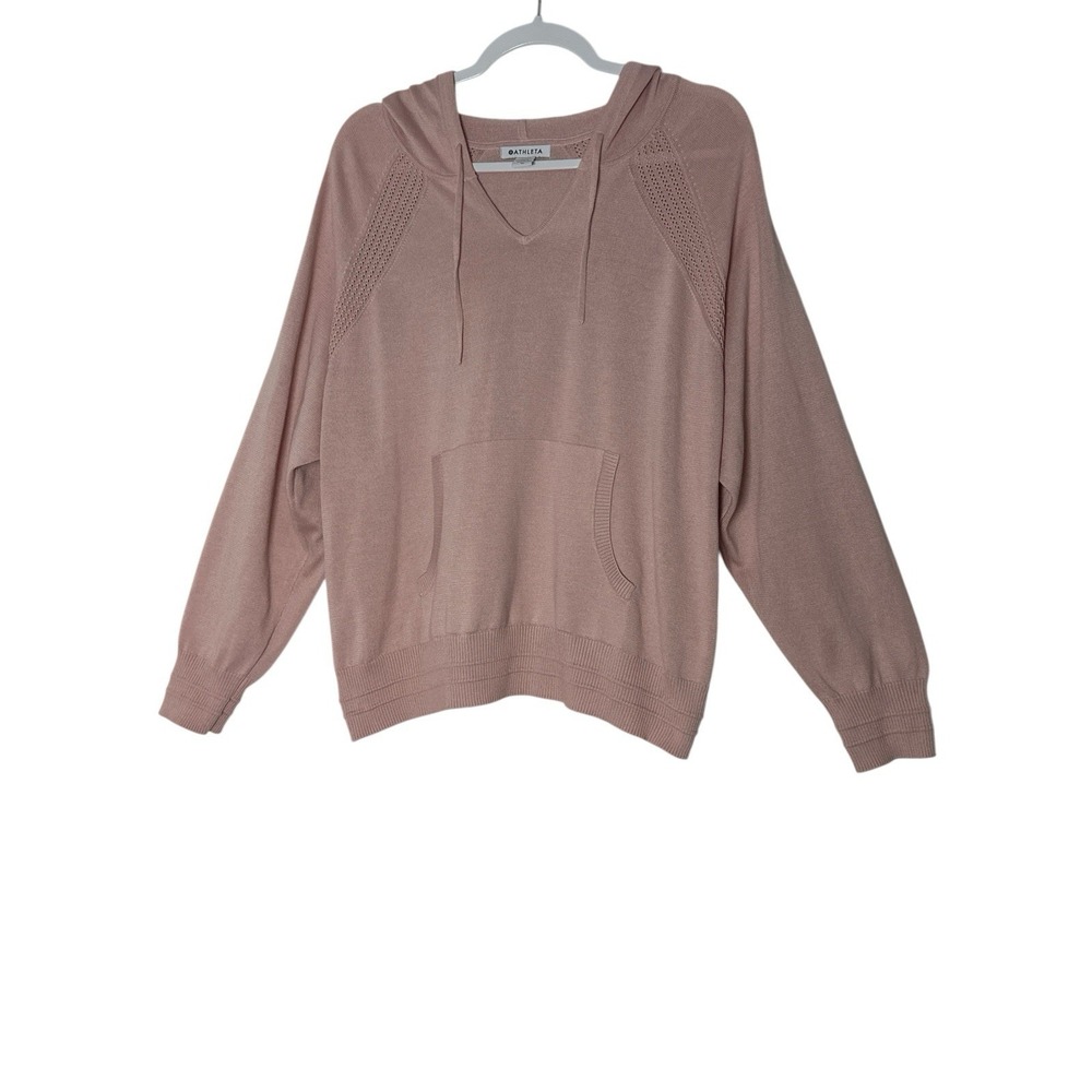 Athleta‎ Evergreen Hoodie Sweater Women's 1X Orchid Pink Pullover Sweatshirt